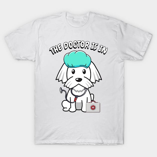 Cute white dog is a doctor T-Shirt by Pet Station